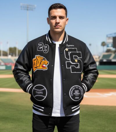 Supreme Tiger Black Varsity Jacket