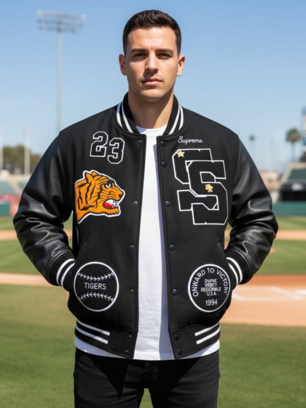 Supreme Tiger Black Varsity Jacket