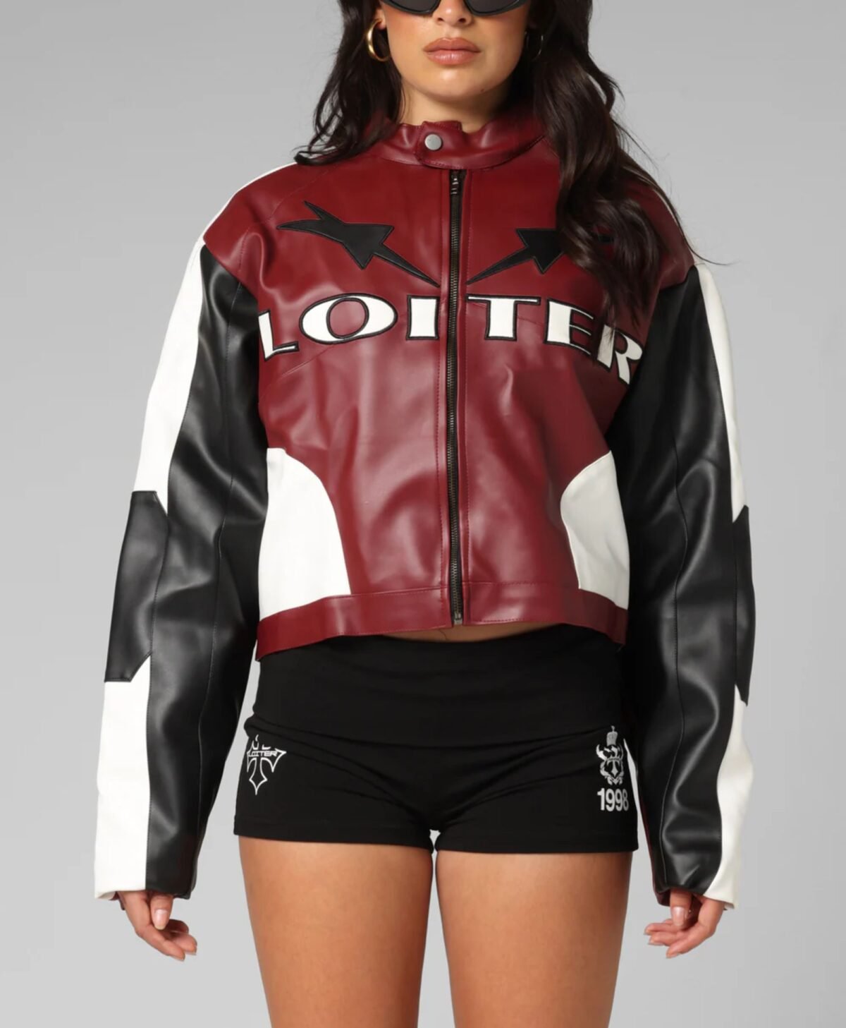 Women's Engine Cropped Vegan Leather Jacket