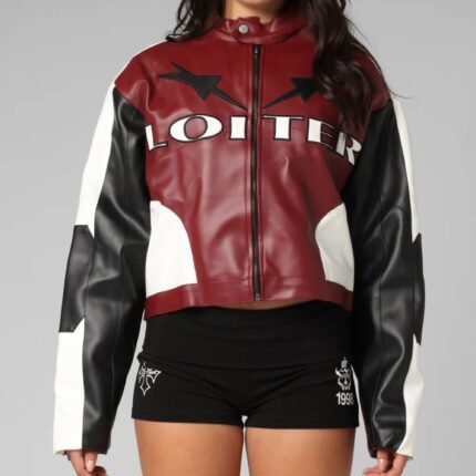 Women's Engine Cropped Vegan Leather Jacket