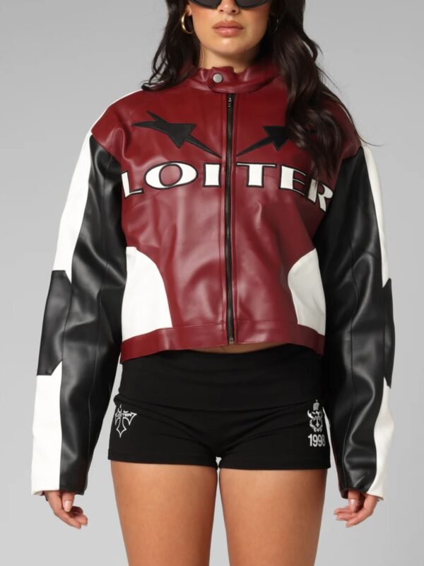 Women's Engine Cropped Vegan Leather Jacket