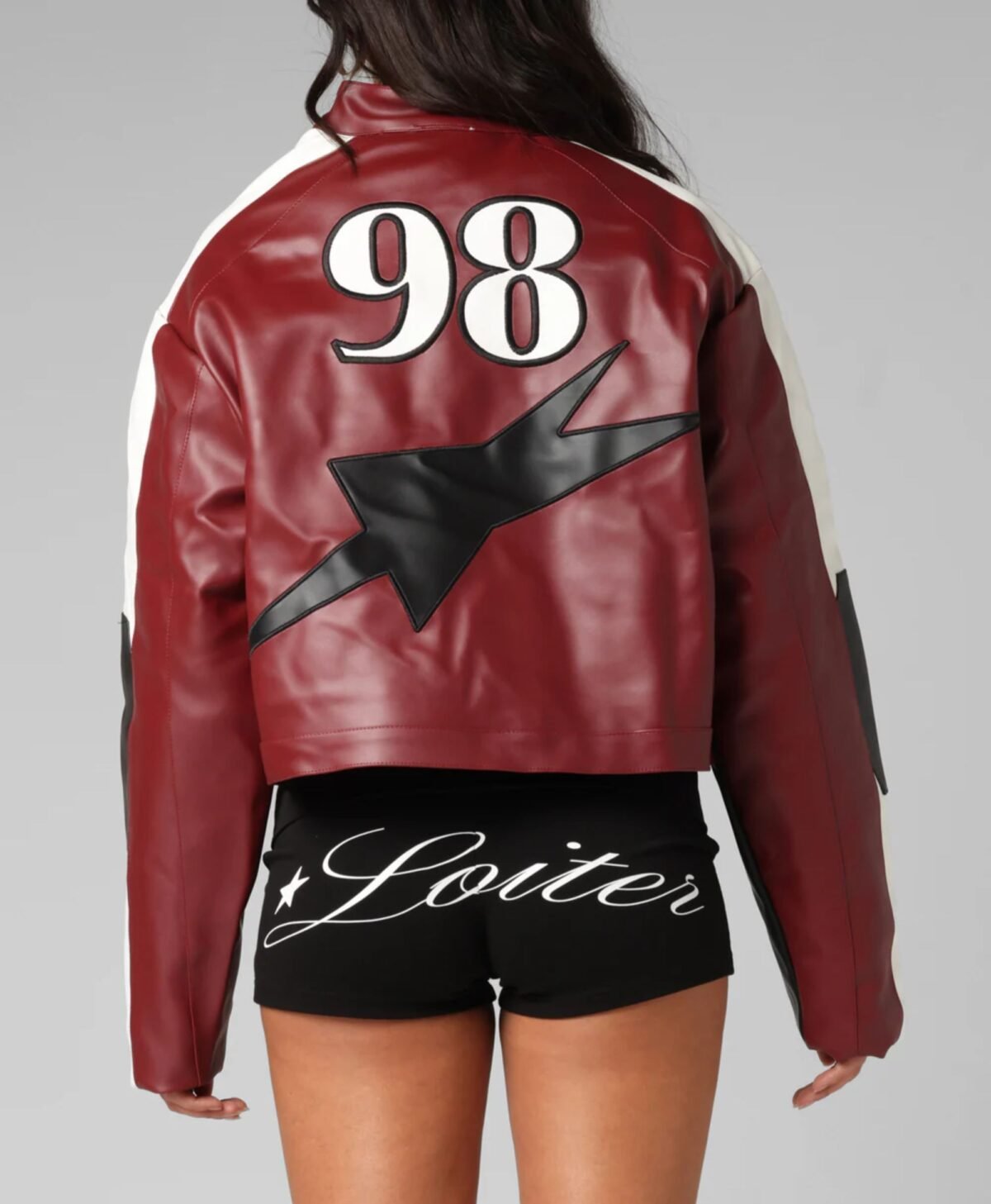 Women's Engine Cropped Vegan Leather Jacket