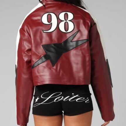 Women's Engine Cropped Vegan Leather Jacket