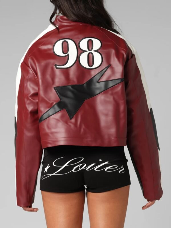 Women's Engine Cropped Vegan Leather Jacket