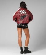 Women's Engine Cropped Vegan Leather Jacket