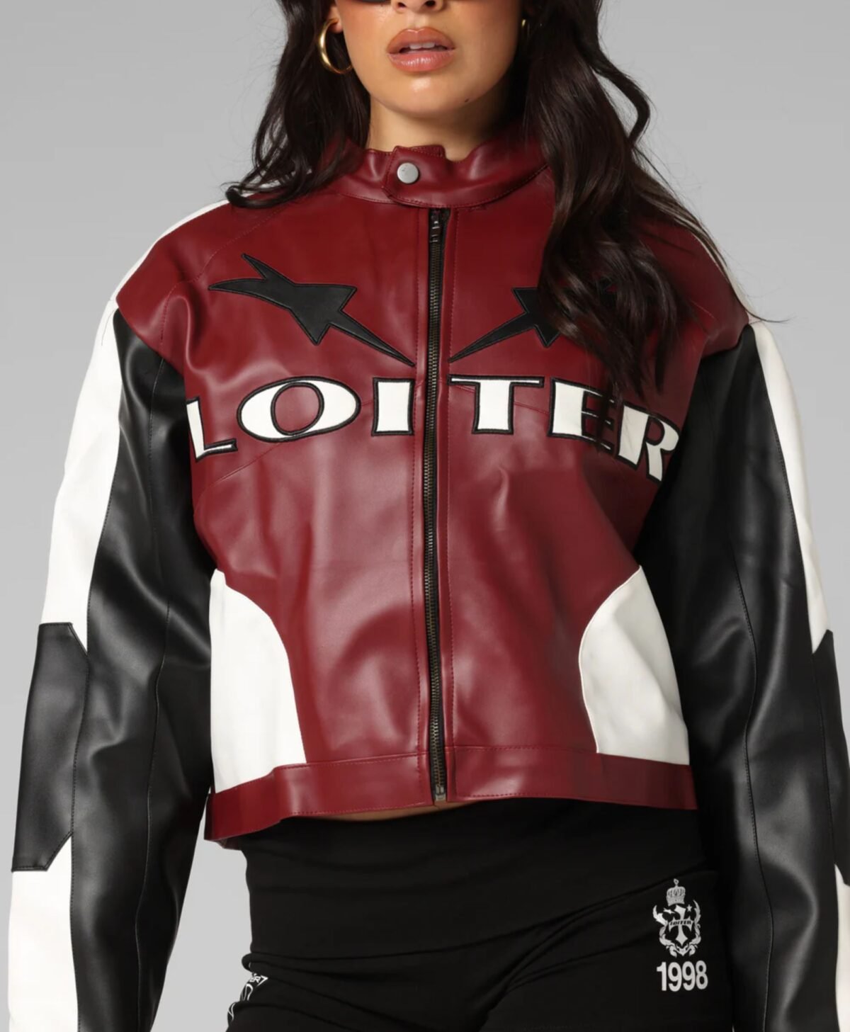 Women's Engine Cropped Vegan Leather Jacket