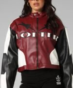 Women's Engine Cropped Vegan Leather Jacket