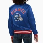 Women's Starter Royal New York Giants Full Count Satin Full Snap Varsity Jacket