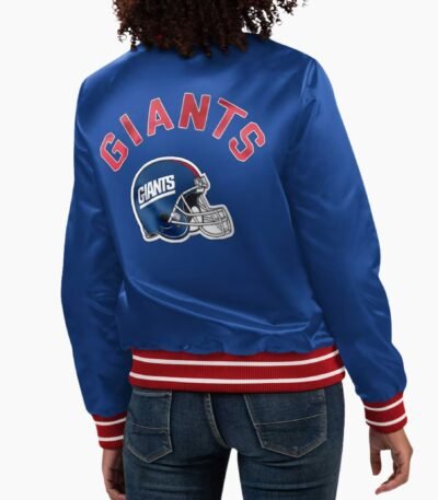 Women's Starter Royal New York Giants Full Count Satin Full Snap Varsity Jacket