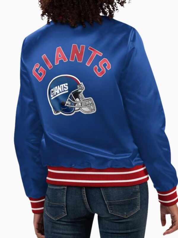 Women's Starter Royal New York Giants Full Count Satin Full Snap Varsity Jacket