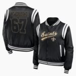 Women's WEAR by Erin Andrews Black New Orleans Saints Bomber Full Zip Jacket