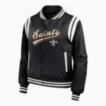 Women's WEAR by Erin Andrews Black New Orleans Saints Bomber Full Zip Jacket