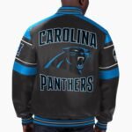 NFL Carolina Panther Football Black Leather Jacket