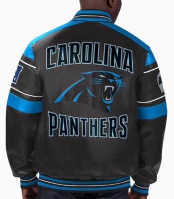 NFL Carolina Panther Football Black Leather Jacket