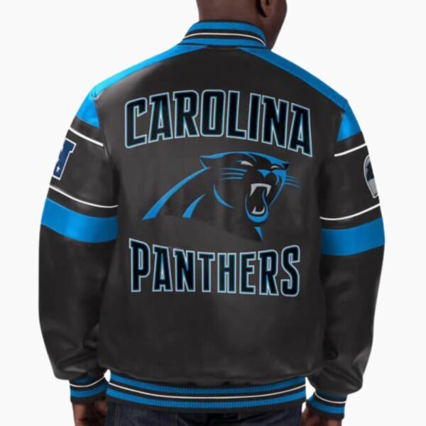 NFL Carolina Panther Football Black Leather Jacket