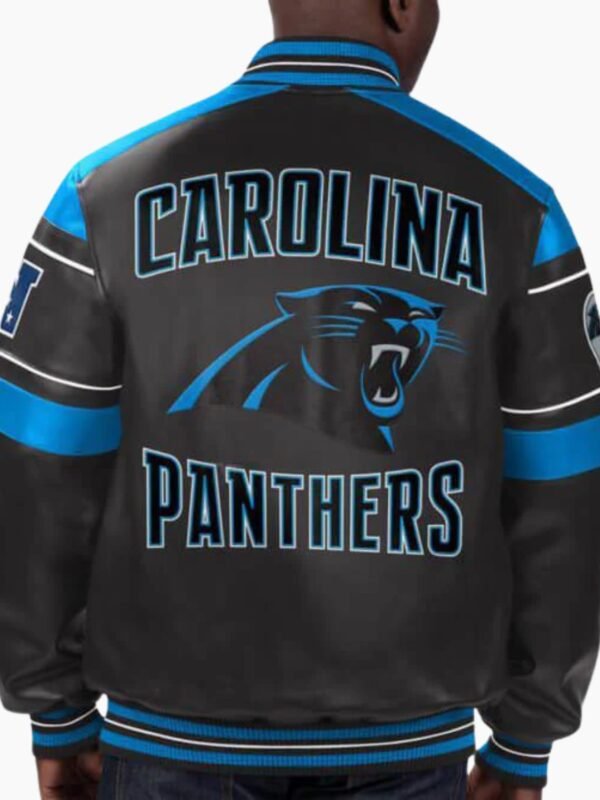 NFL Carolina Panther Football Black Leather Jacket