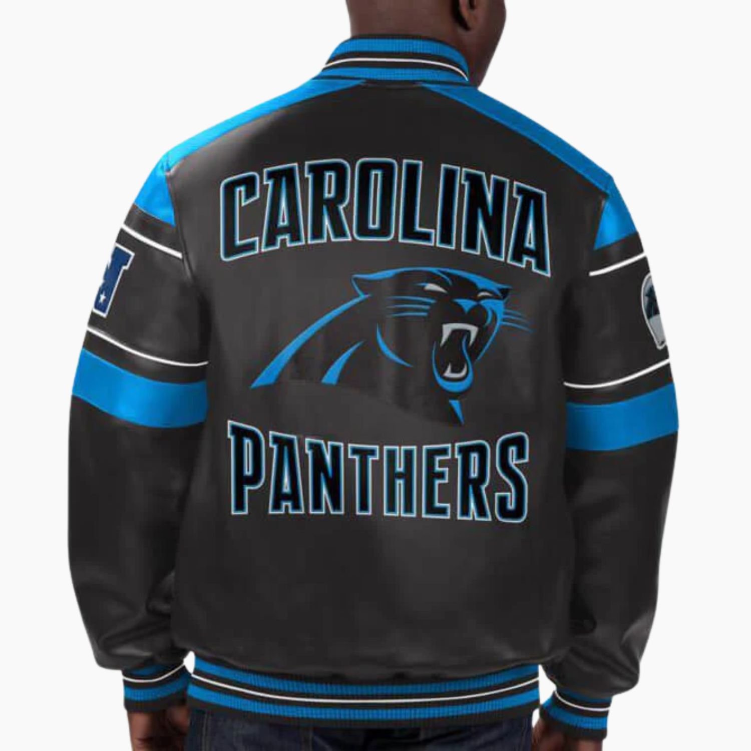 NFL Carolina Panther Football Black Leather Jacket NFL Carolina Panther Football Black Leather Jacket