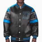 NFL Carolina Panther Football Black Leather Jacket