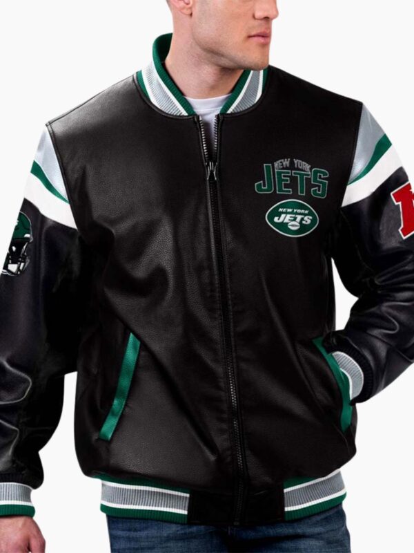 NFL New York Jets Multi Varsity Leather Jacket