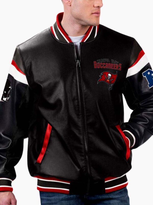 NFL Tampa Bay Buccaneers Multicolor Varsity Leather Jacket