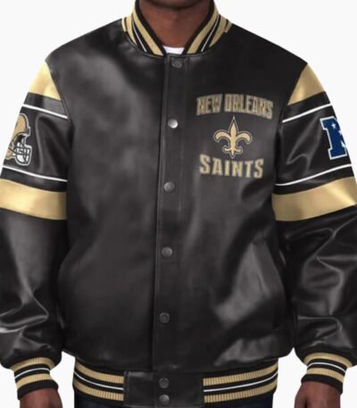 NFL Team New Orleans Saints Multicolor Leather Jacket