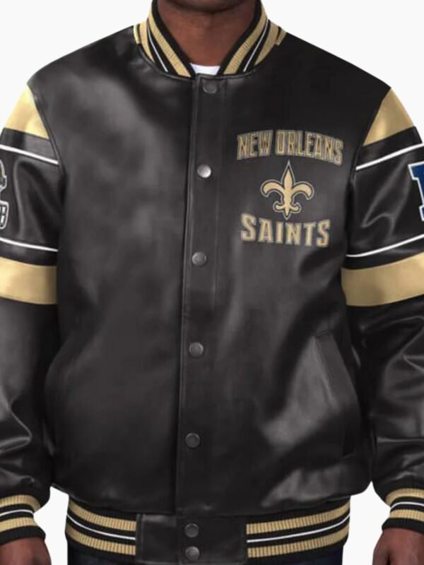 NFL Team New Orleans Saints Multicolor Leather Jacket