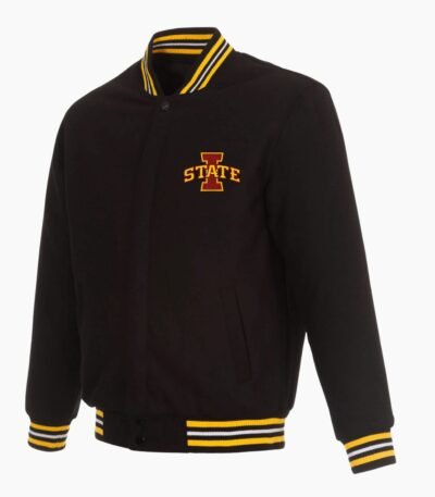 Black NCAA Team Iowa Hawkeyes Wool Jacket