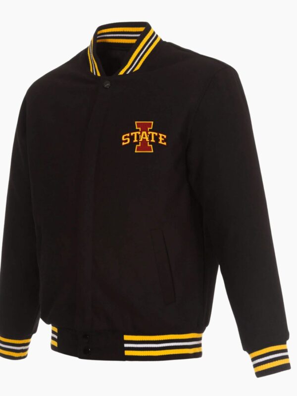 Black NCAA Team Iowa Hawkeyes Wool Jacket