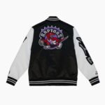 NBA Men's Toronto Raptors Black Team Origins Satin Full Snap Varsity Jacket