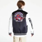 NBA Men's Toronto Raptors Black Team Origins Satin Full Snap Varsity Jacket