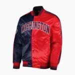 NBA Mens Washington Wizards Navy Red Fast Break Satin Full Snap Jacket