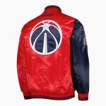 NBA Mens Washington Wizards Navy Red Fast Break Satin Full Snap Jacket