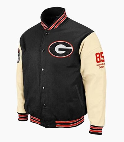 NCAA Georgia Bulldog Black And Cream Varsity Jacket