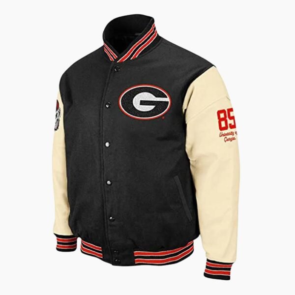 NCAA Georgia Bulldog Black And Cream Varsity Jacket