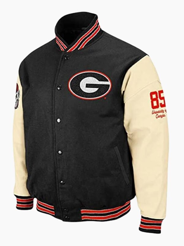 NCAA Georgia Bulldog Black And Cream Varsity Jacket