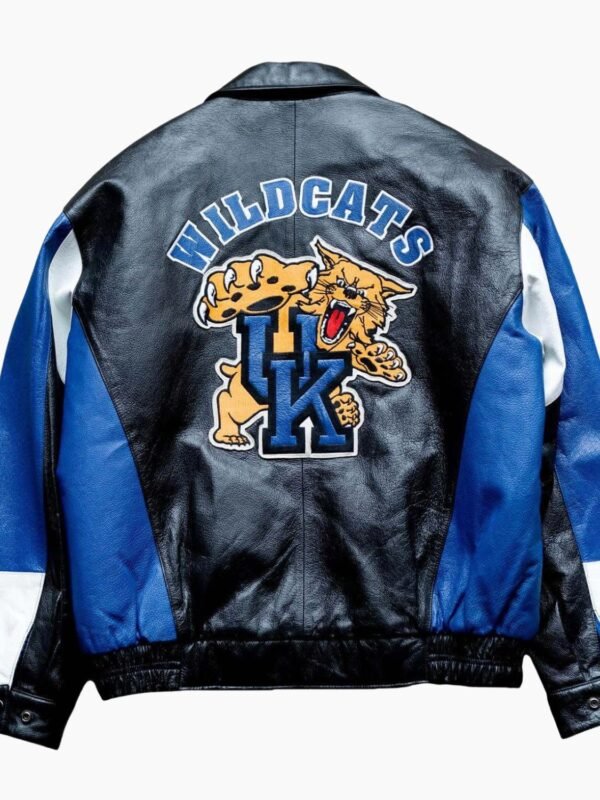 NCAA Kentucky Wildcats Black Blue Varsity Leather Jacket