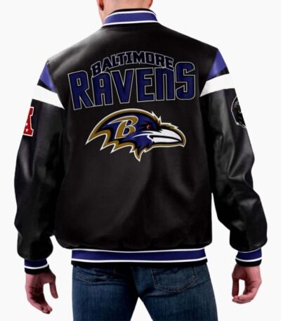 NFL Baltimore Ravens Multicolor Varsity Leather Jacket