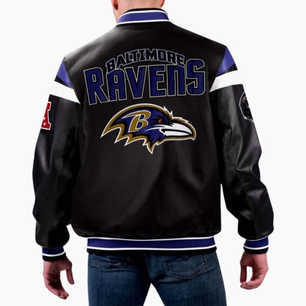 NFL Baltimore Ravens Multicolor Varsity Leather Jacket