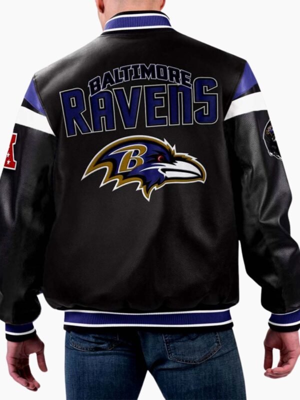 NFL Baltimore Ravens Multicolor Varsity Leather Jacket
