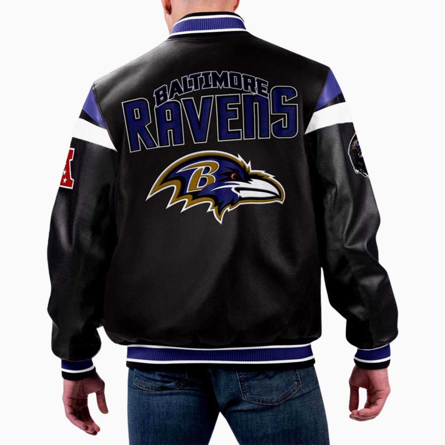NFL Baltimore Ravens Multicolor Varsity Leather Jacket NFL Baltimore Ravens Multicolor Varsity Leather Jacket