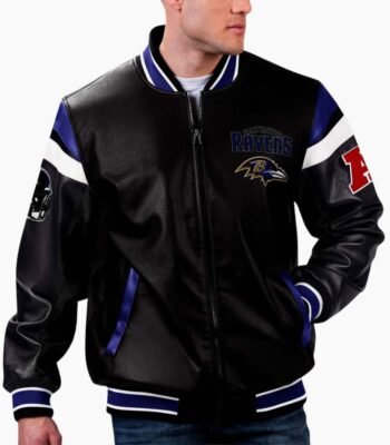 NFL Baltimore Ravens Multicolor Varsity Leather Jacket