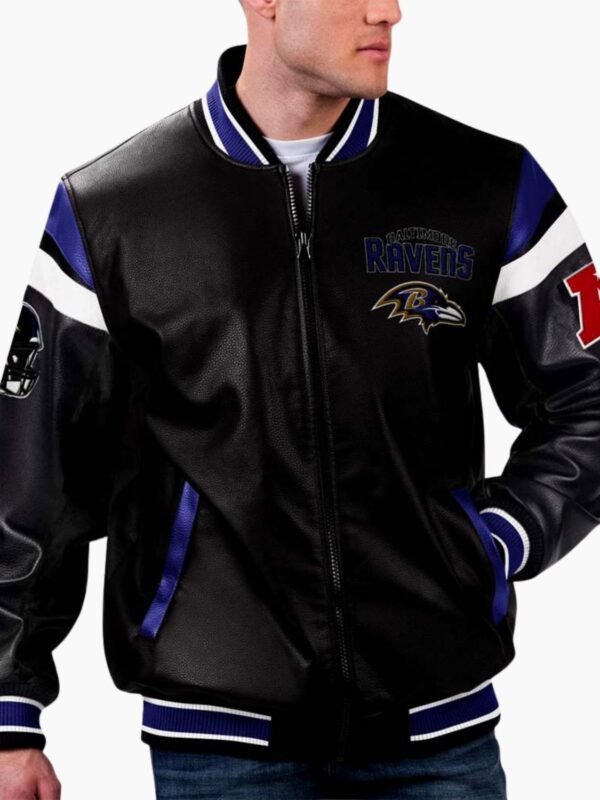 NFL Baltimore Ravens Multicolor Varsity Leather Jacket