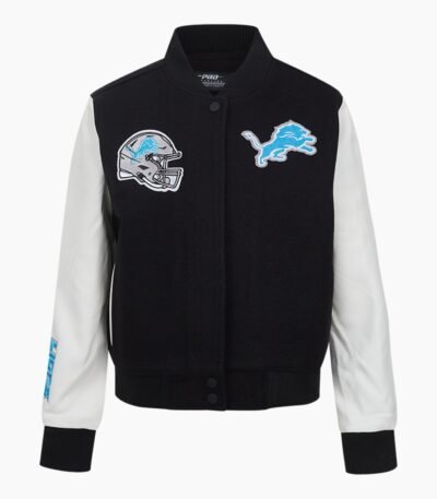 NFL Detroit Lions Classic Black Wool Varsity Jacket