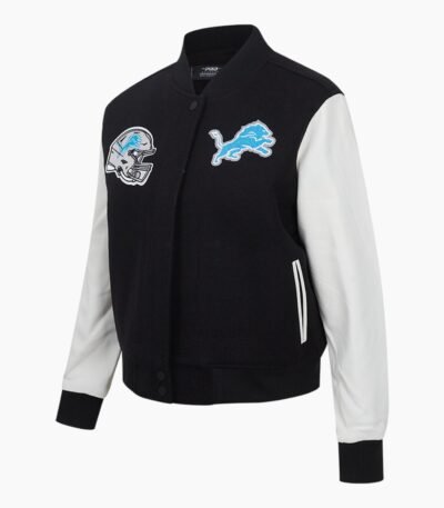 NFL Detroit Lions Classic Black Wool Varsity Jacket