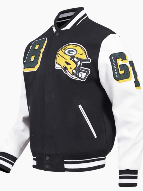 NFL Green Bat Packers Mashup Mens Rib Wool Varsity Jacket