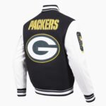 NFL Green Bat Packers Mashup Mens Rib Wool Varsity Jacket