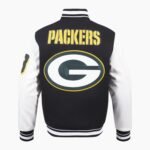 NFL Green Bat Packers Mashup Mens Rib Wool Varsity Jacket