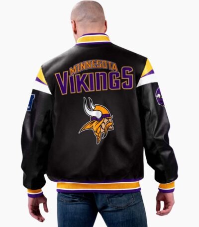NFL Minnesota Vikings Multicolor Varsity Leather Jacket