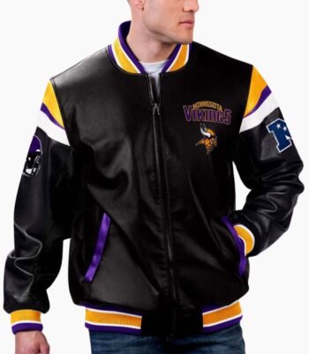 NFL Minnesota Vikings Multicolor Varsity Leather Jacket