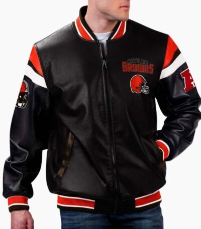 NFL Multi Cleveland Browns Varsity Leather Jacket